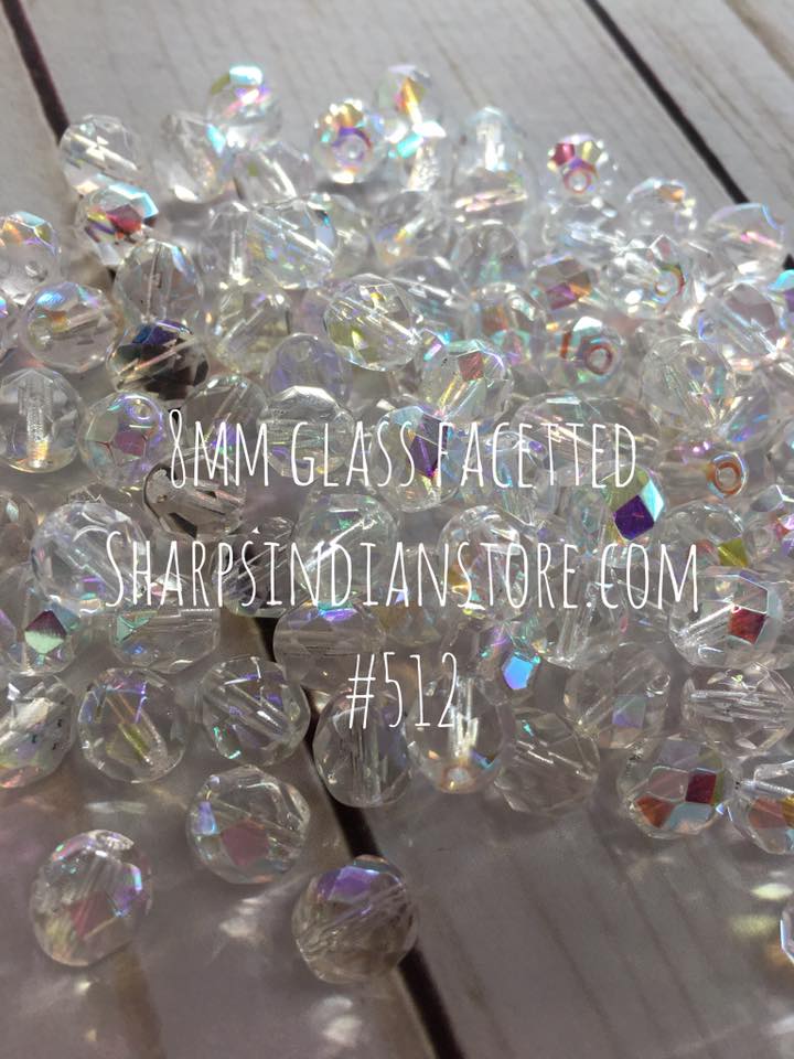 Indian Glass Beads Aqua Transparent Round 8mm