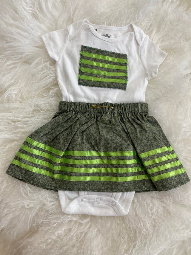 3-6 Month Sage Green Ribbon Skirt by Verlinda Mair