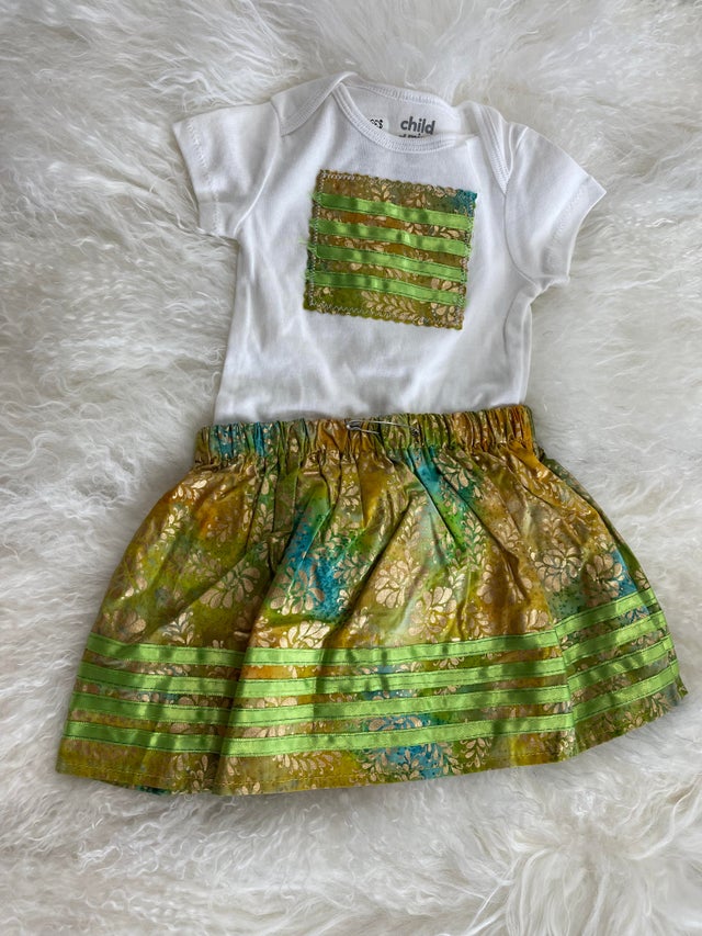 3-6 Month Sage Green Ribbon Skirt by Verlinda Mair