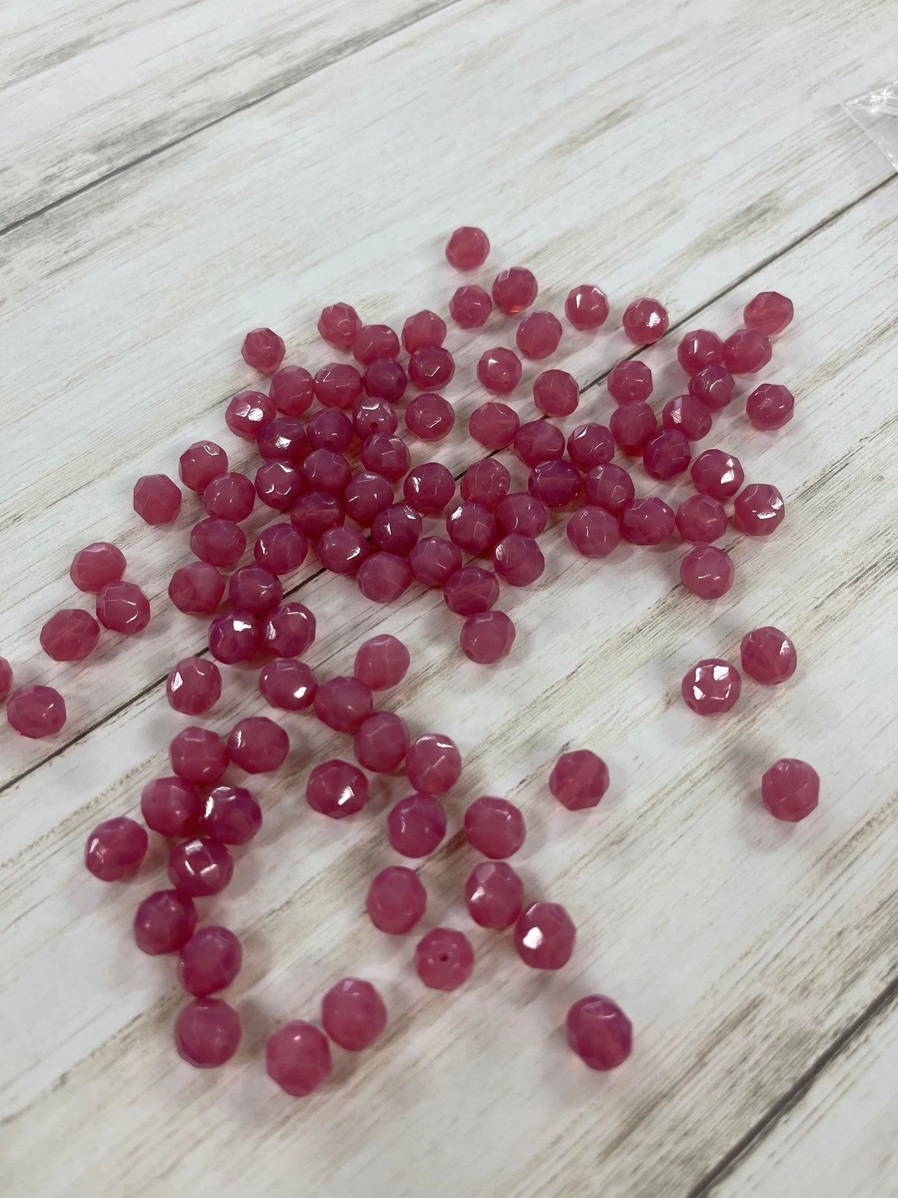 50 Czech Fire Polished 8mm Round Bead Crystal Pink 75014