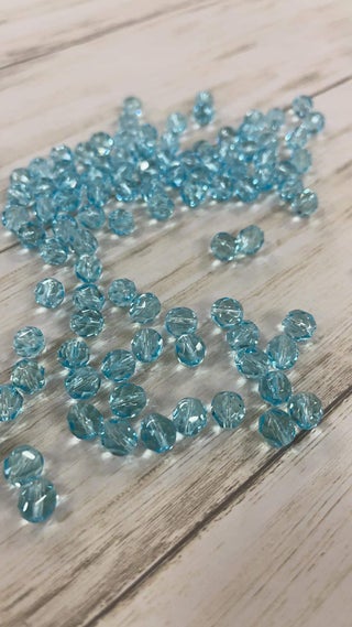 Indian Glass Beads Aqua Transparent Round 8mm